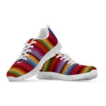 Colorful Mexican Woven Pattern Print White Sneakers