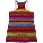 Colorful Mexican Woven Pattern Print Women's Racerback Tank Top