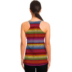 Colorful Mexican Woven Pattern Print Women's Racerback Tank Top
