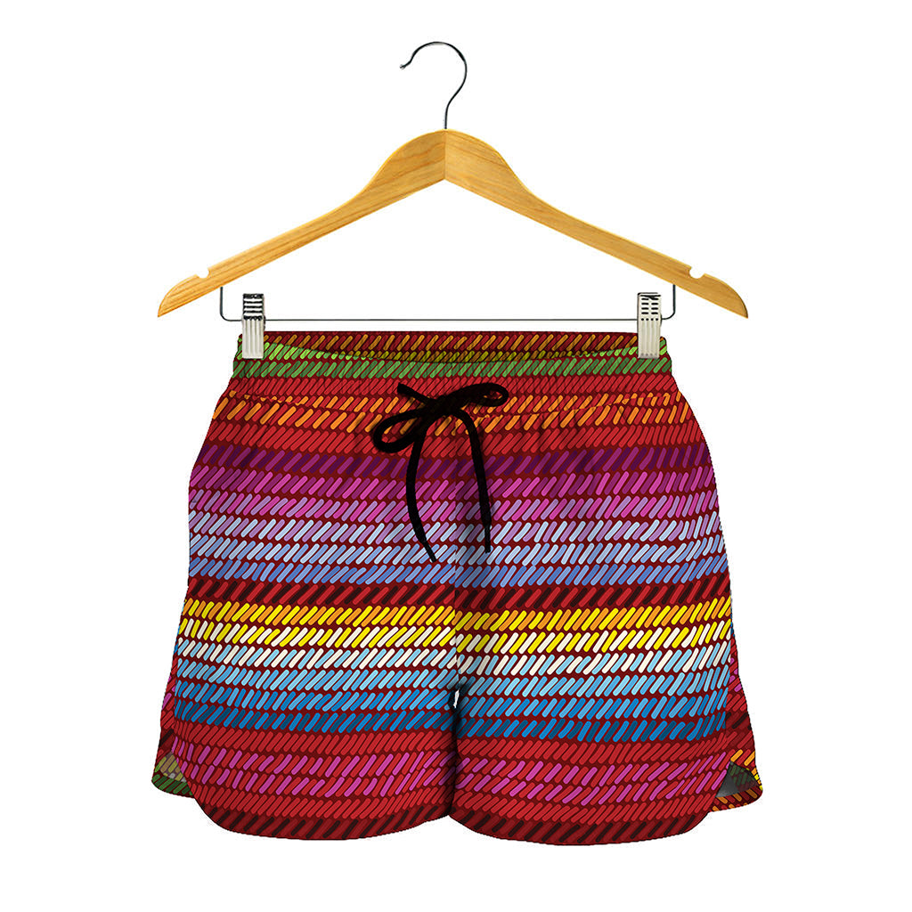 Colorful Mexican Woven Pattern Print Women's Shorts