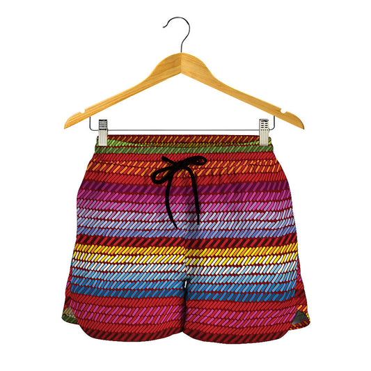Colorful Mexican Woven Pattern Print Women's Shorts