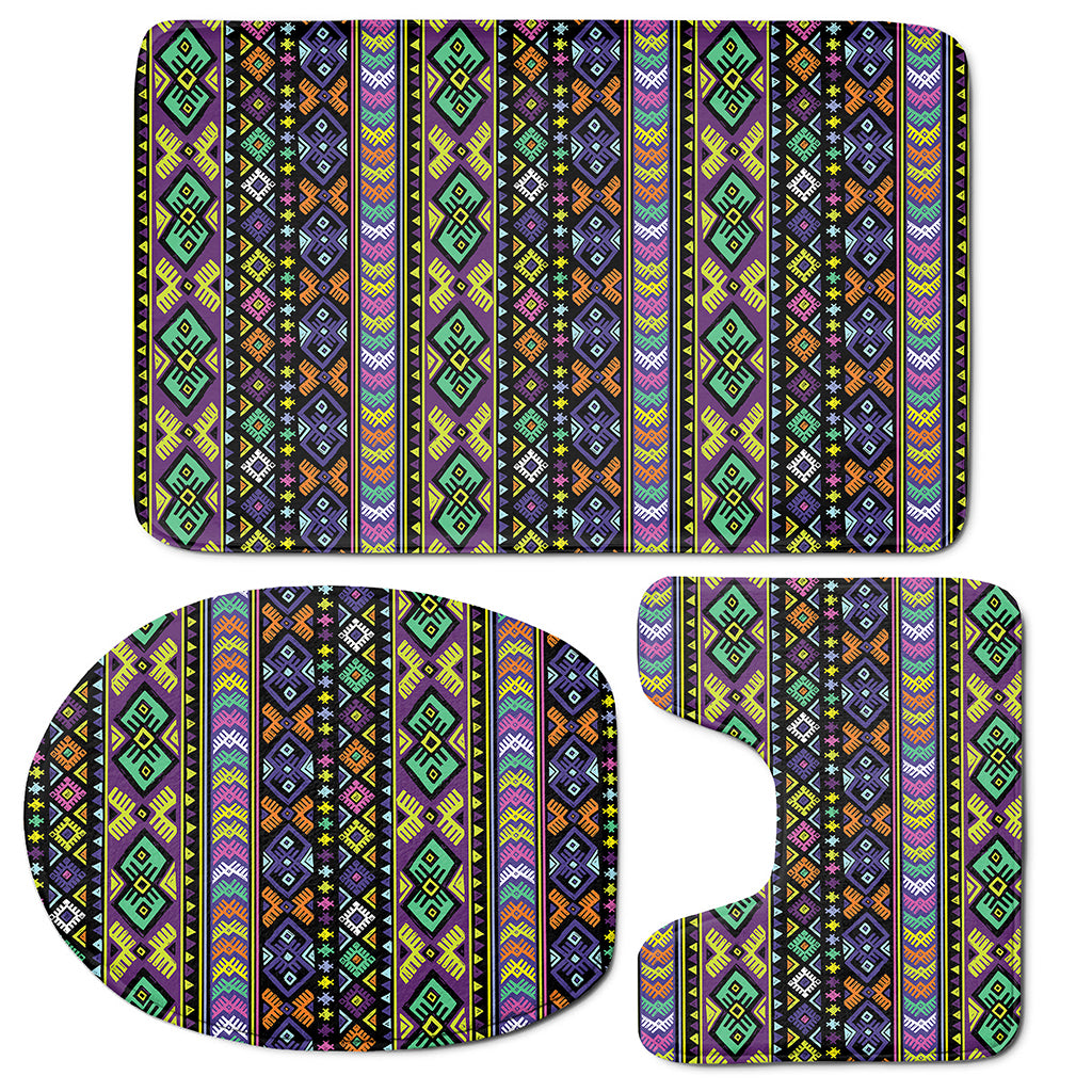 Colorful Native Navajo Tribal Print 3 Piece Bath Mat Set