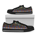 Colorful Native Navajo Tribal Print Black Low Top Sneakers