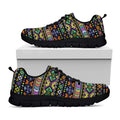 Colorful Native Navajo Tribal Print Black Running Shoes