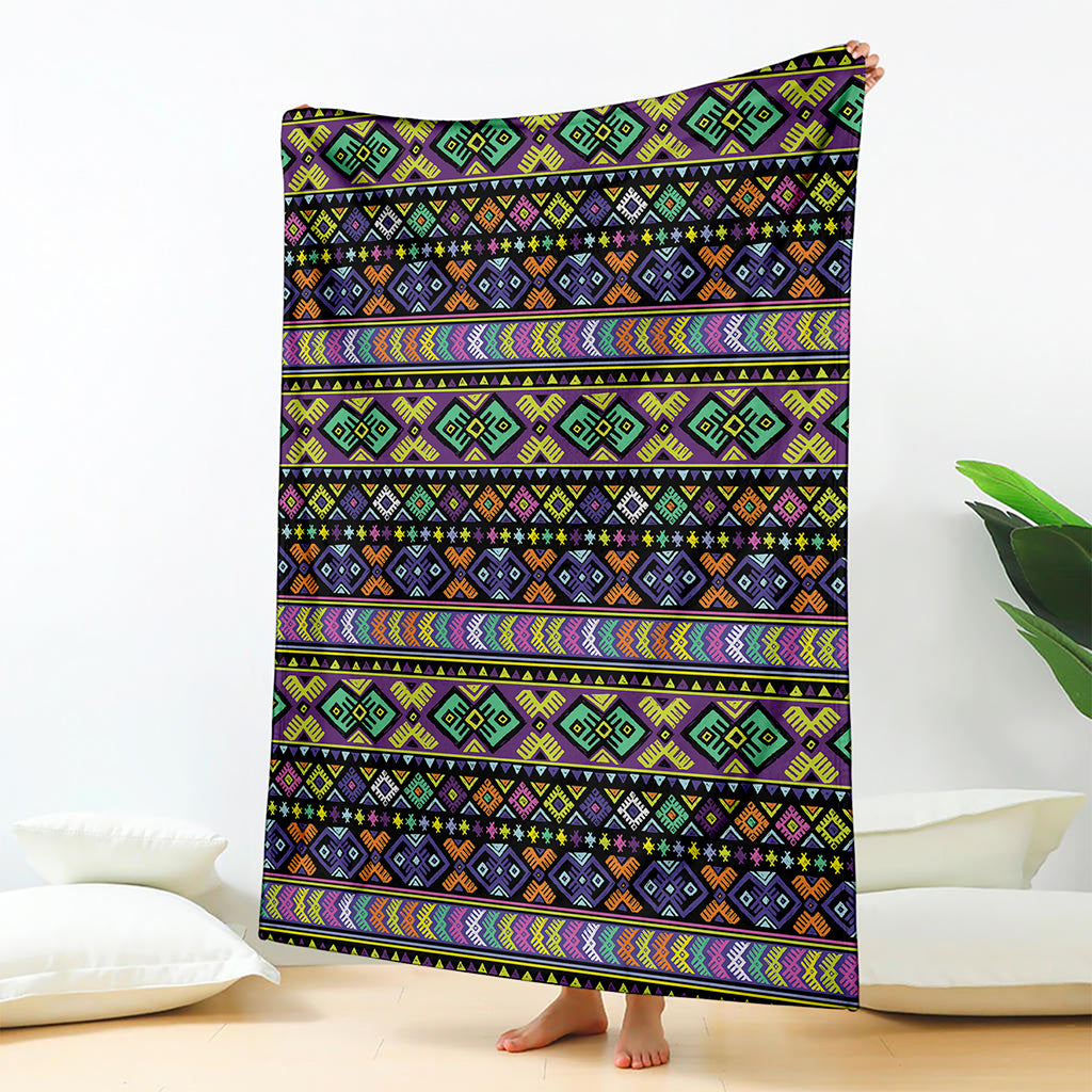 Colorful Native Navajo Tribal Print Blanket