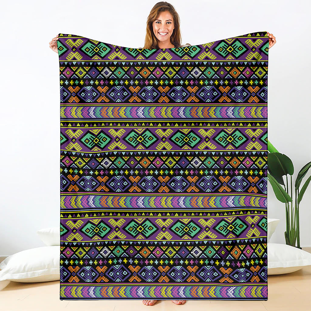 Colorful Native Navajo Tribal Print Blanket