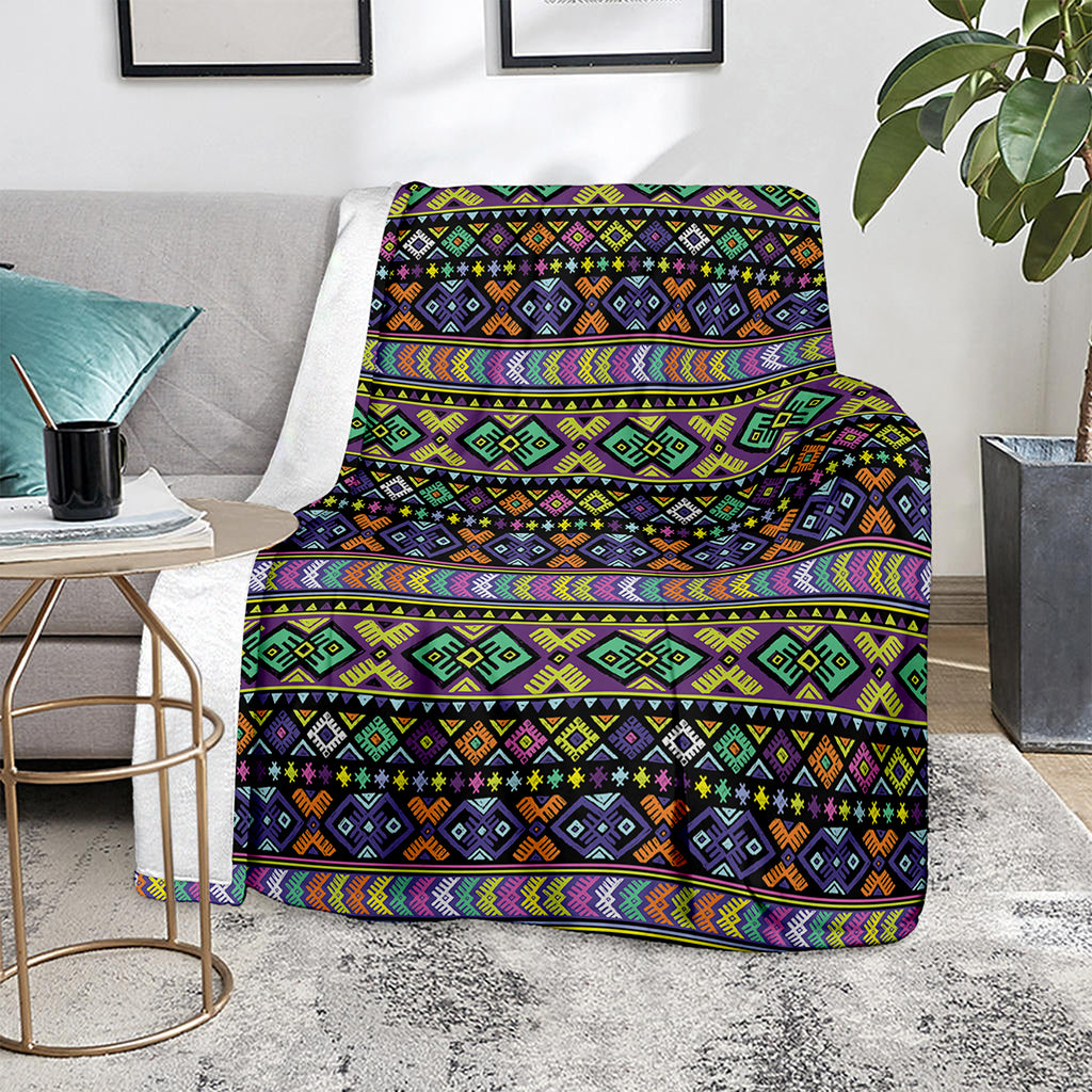 Colorful Native Navajo Tribal Print Blanket
