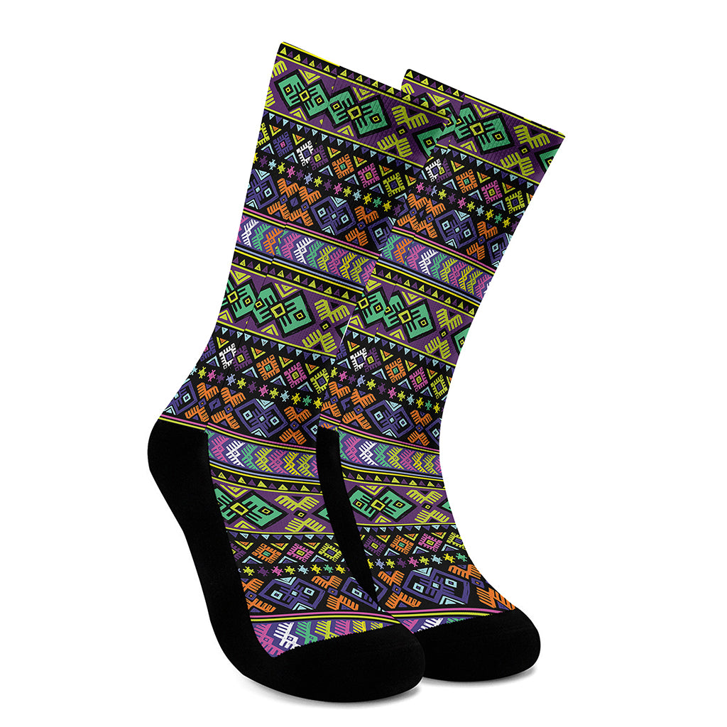 Colorful Native Navajo Tribal Print Crew Socks
