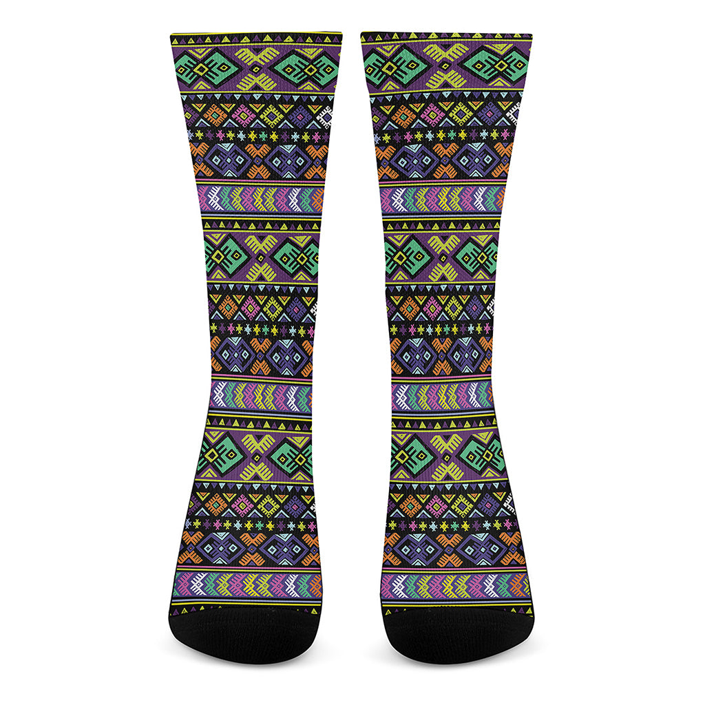 Colorful Native Navajo Tribal Print Crew Socks