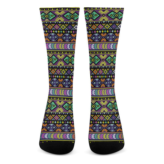 Colorful Native Navajo Tribal Print Crew Socks
