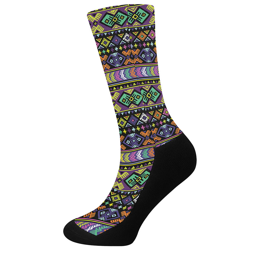 Colorful Native Navajo Tribal Print Crew Socks