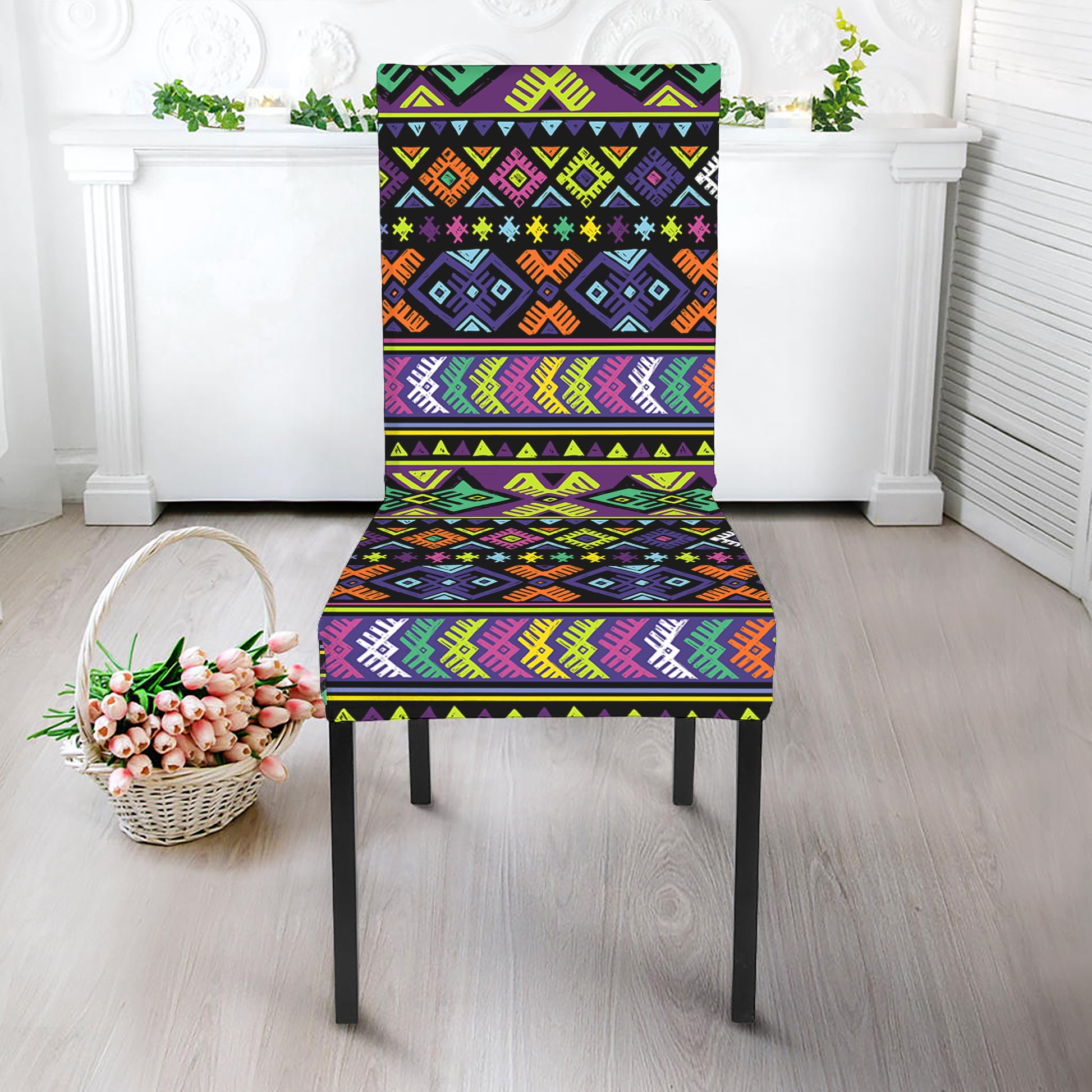 Colorful Native Navajo Tribal Print Dining Chair Slipcover