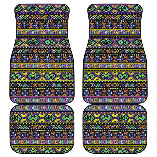 Colorful Native Navajo Tribal Print Front and Back Car Floor Mats