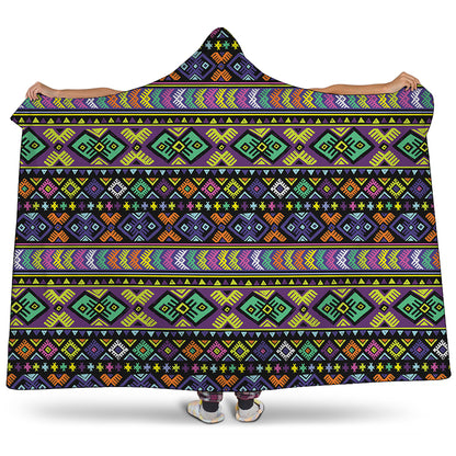 Colorful Native Navajo Tribal Print Hooded Blanket
