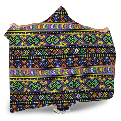 Colorful Native Navajo Tribal Print Hooded Blanket