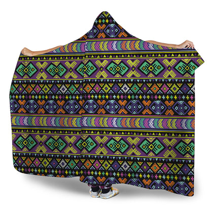 Colorful Native Navajo Tribal Print Hooded Blanket
