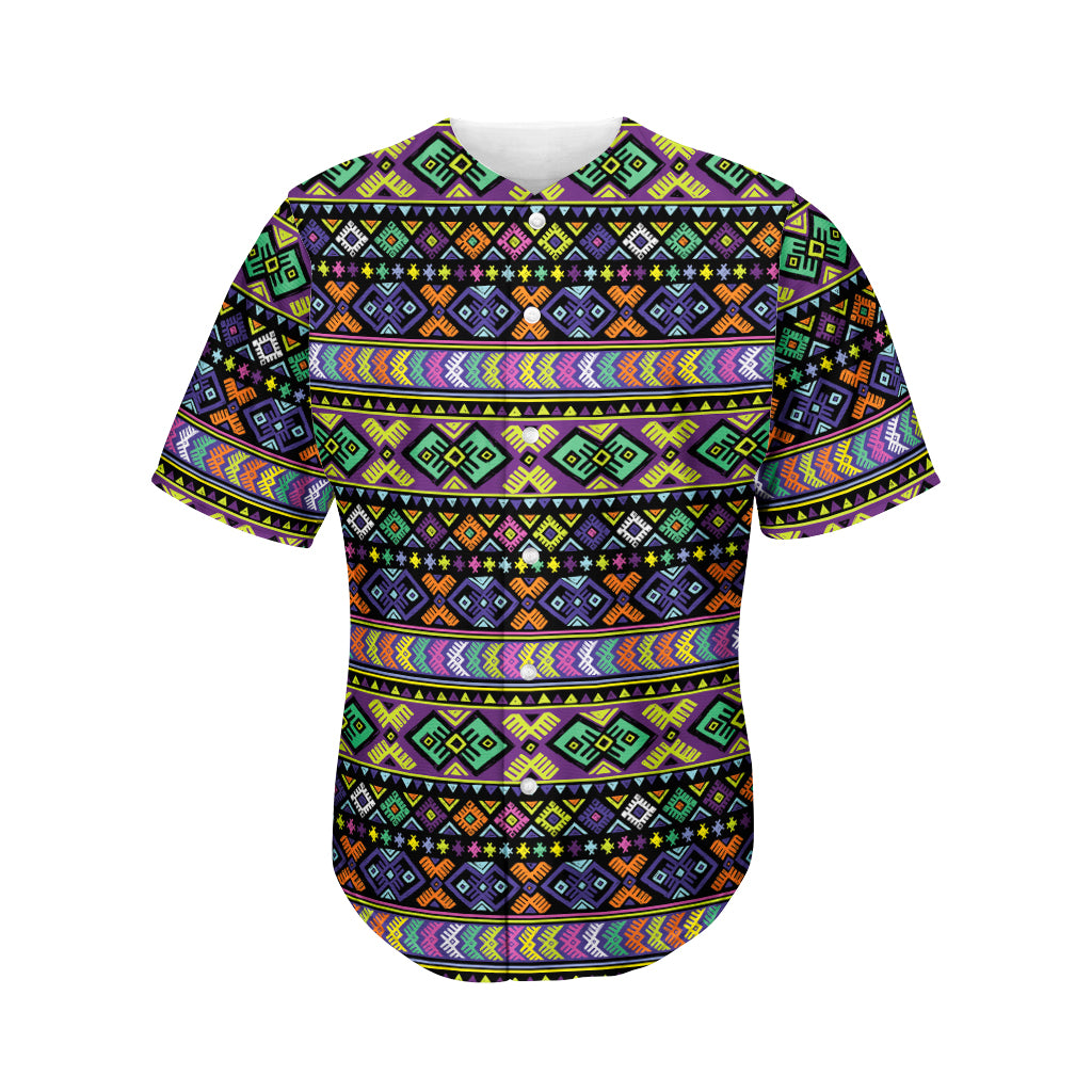 Colorful Native Navajo Tribal Print Men's Baseball Jersey