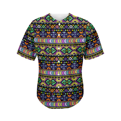 Colorful Native Navajo Tribal Print Men's Baseball Jersey