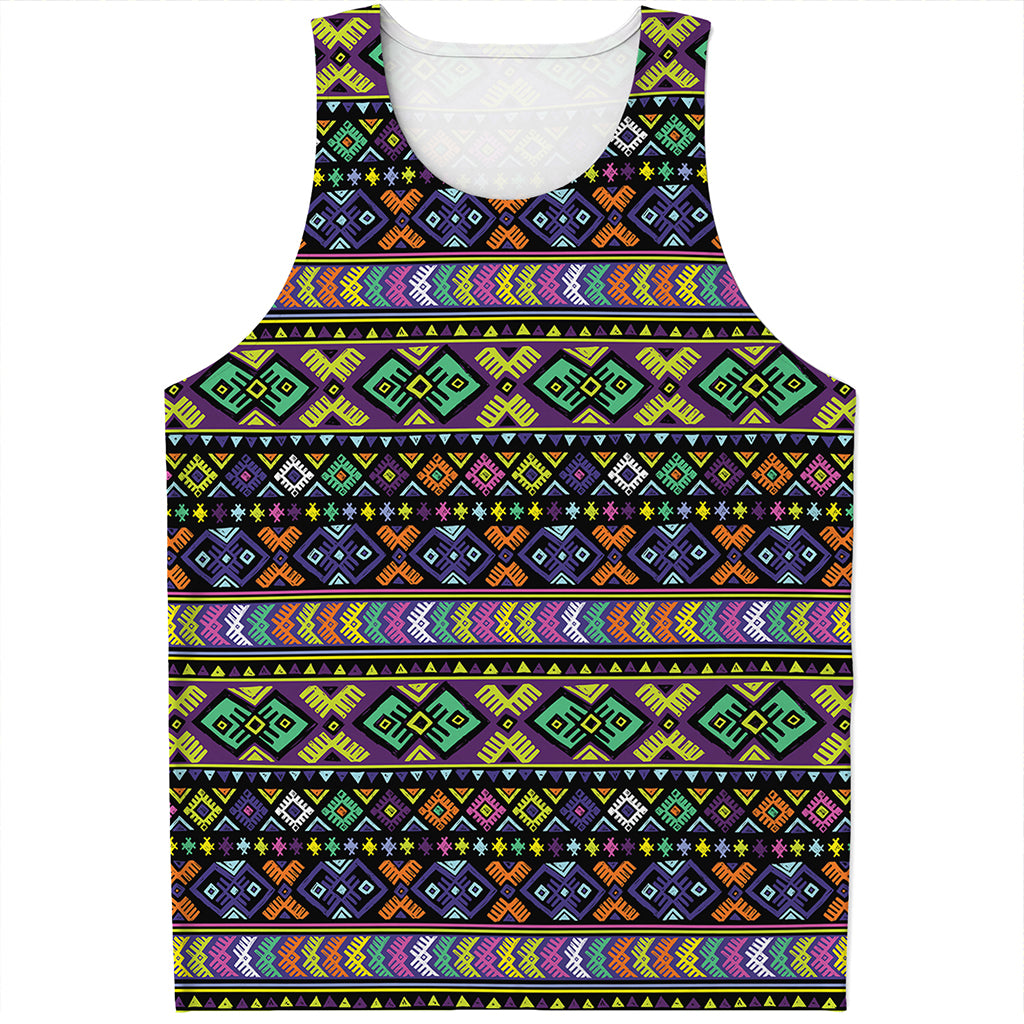 Colorful Native Navajo Tribal Print Men's Tank Top