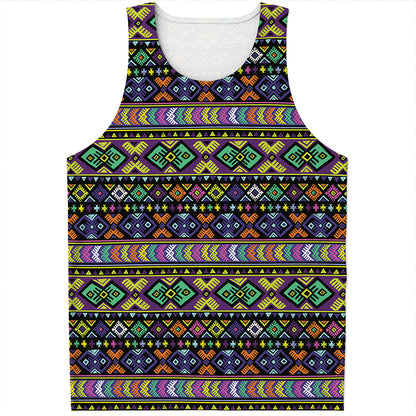 Colorful Native Navajo Tribal Print Men's Tank Top