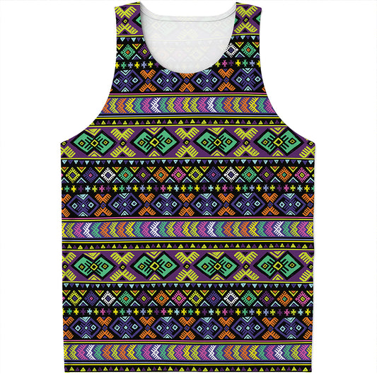 Colorful Native Navajo Tribal Print Men's Tank Top