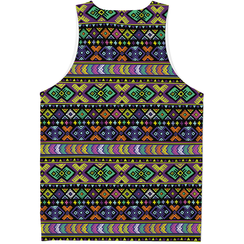 Colorful Native Navajo Tribal Print Men's Tank Top