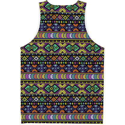 Colorful Native Navajo Tribal Print Men's Tank Top