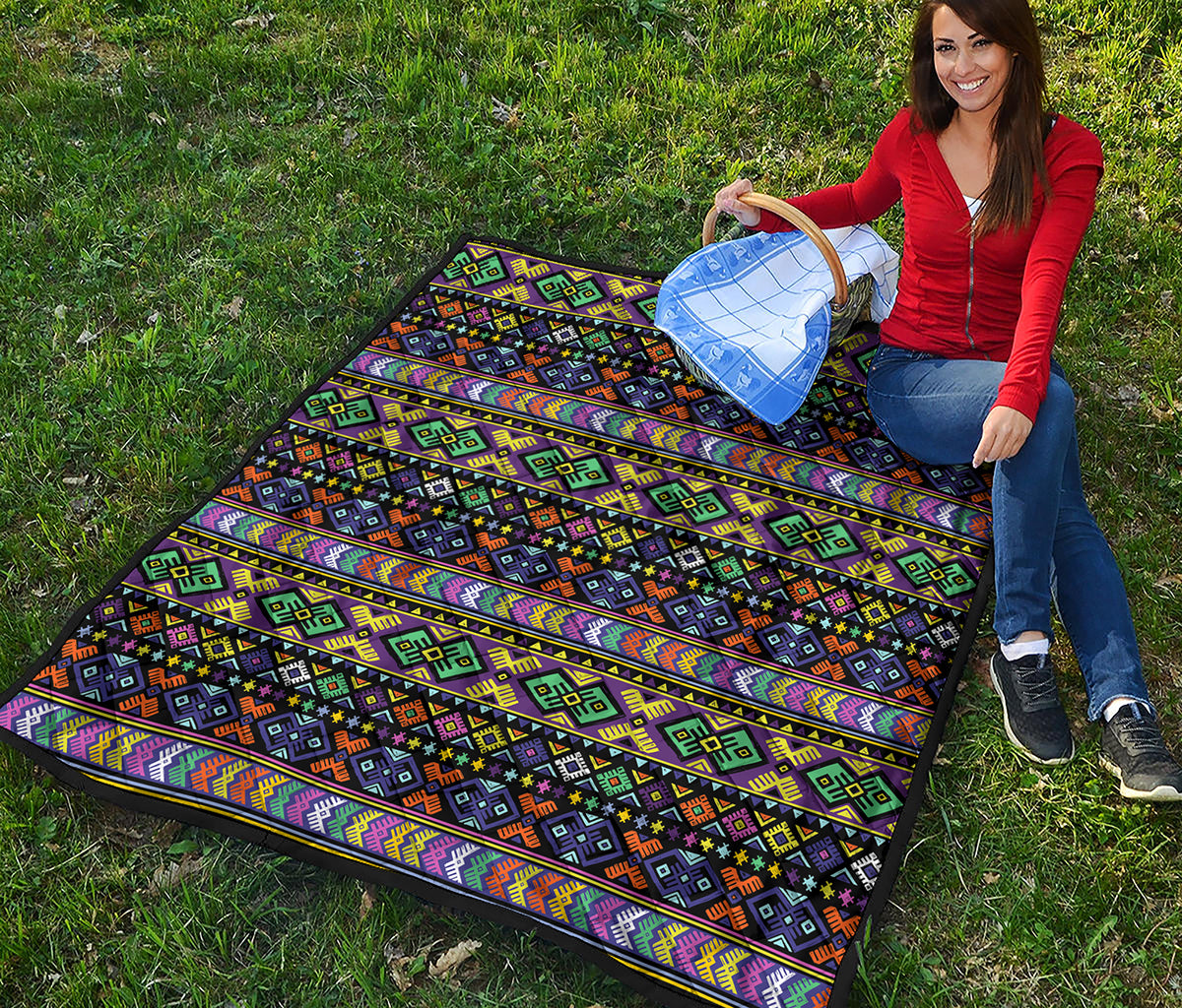 Colorful Native Navajo Tribal Print Quilt