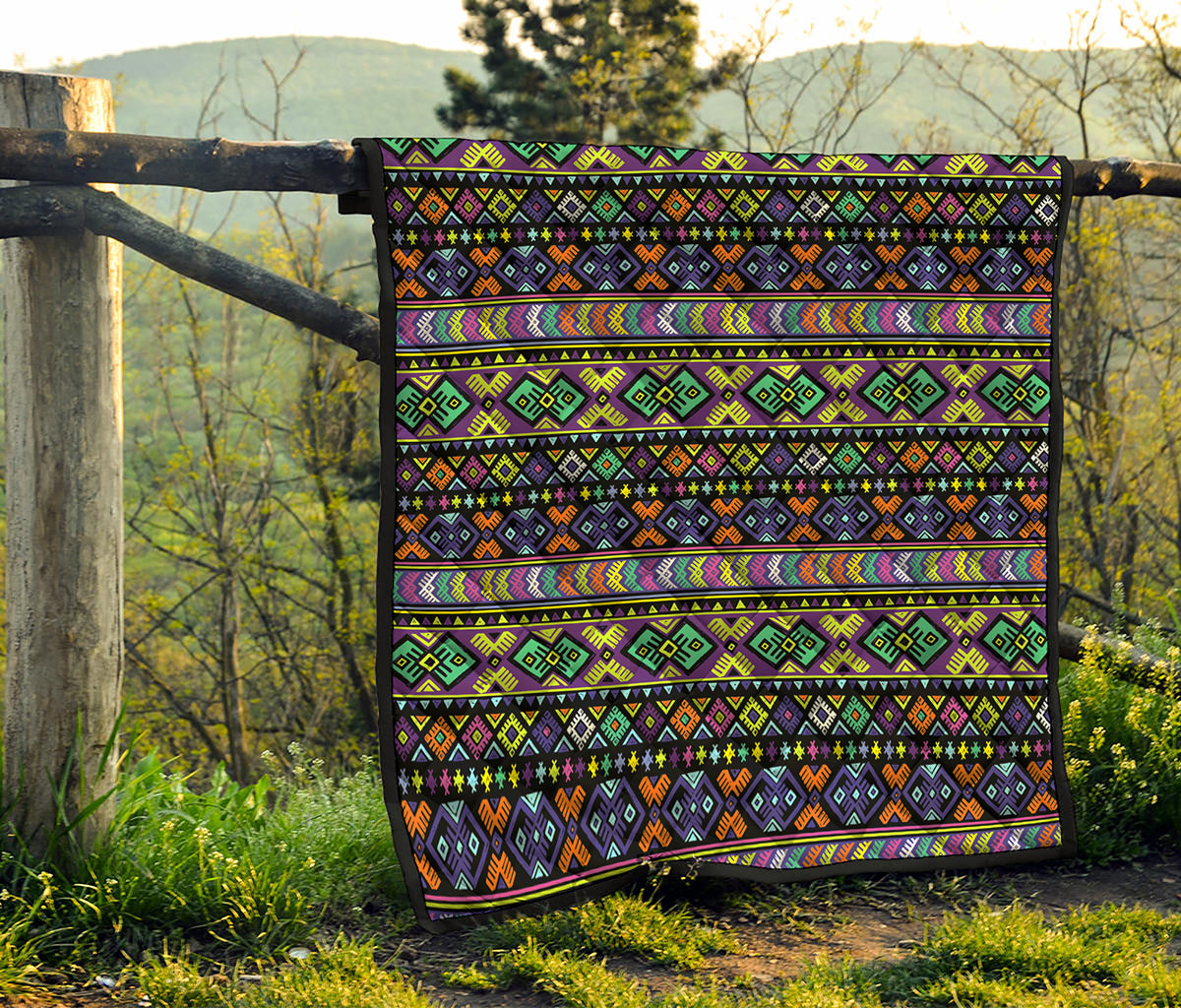 Colorful Native Navajo Tribal Print Quilt