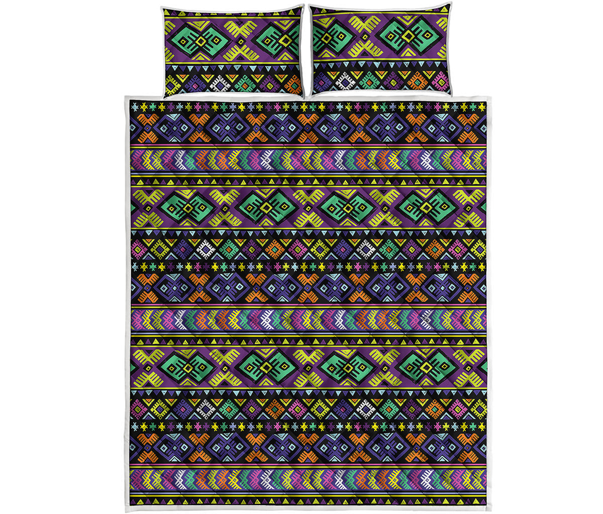 Colorful Native Navajo Tribal Print Quilt Bed Set