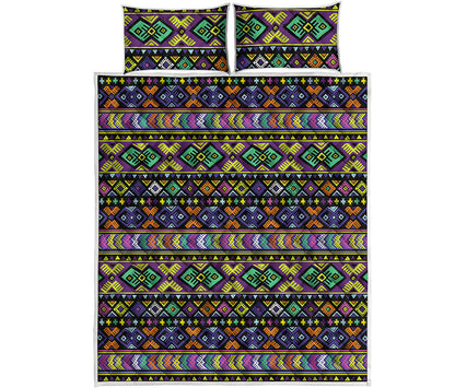 Colorful Native Navajo Tribal Print Quilt Bed Set