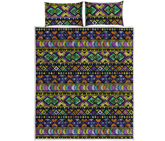 Colorful Native Navajo Tribal Print Quilt Bed Set
