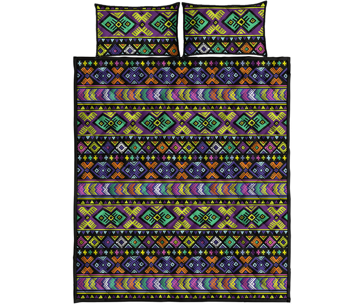 Colorful Native Navajo Tribal Print Quilt Bed Set