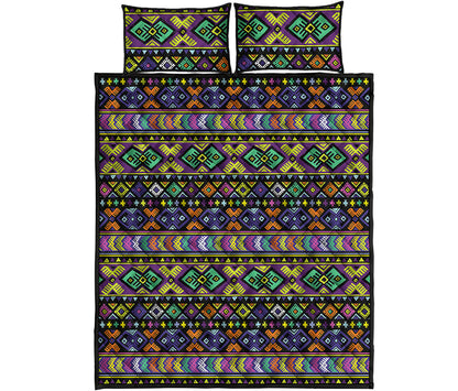 Colorful Native Navajo Tribal Print Quilt Bed Set