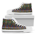 Colorful Native Navajo Tribal Print White High Top Sneakers