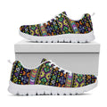 Colorful Native Navajo Tribal Print White Running Shoes