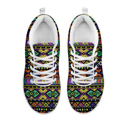 Colorful Native Navajo Tribal Print White Sneakers
