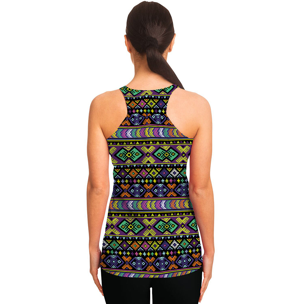 Colorful Native Navajo Tribal Print Women's Racerback Tank Top