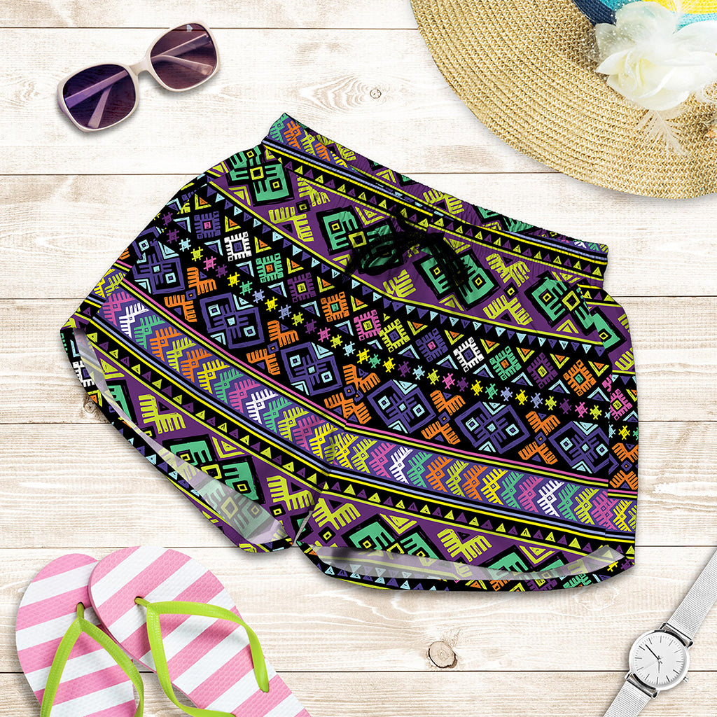Colorful Native Navajo Tribal Print Women's Shorts
