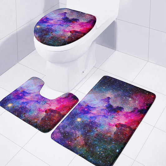 Colorful Nebula Galaxy Space Print 3 Piece Bath Mat Set