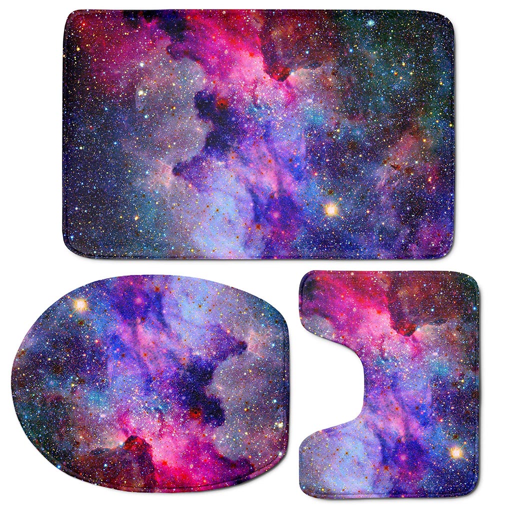 Colorful Nebula Galaxy Space Print 3 Piece Bath Mat Set