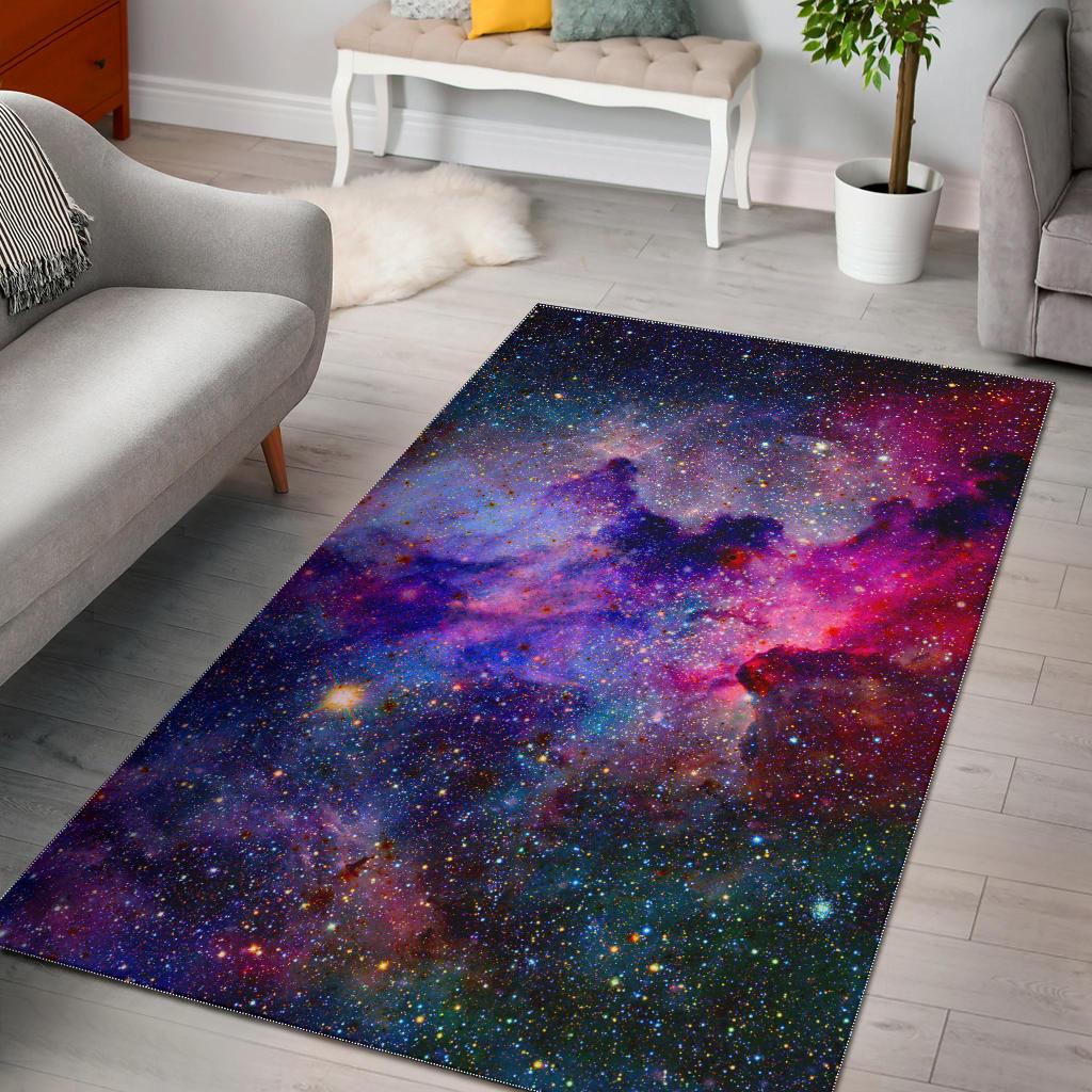 Colorful Nebula Galaxy Space Print Area Rug GearFrost