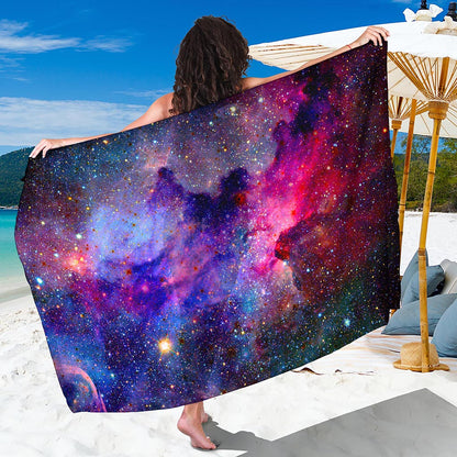 Colorful Nebula Galaxy Space Print Beach Sarong Wrap