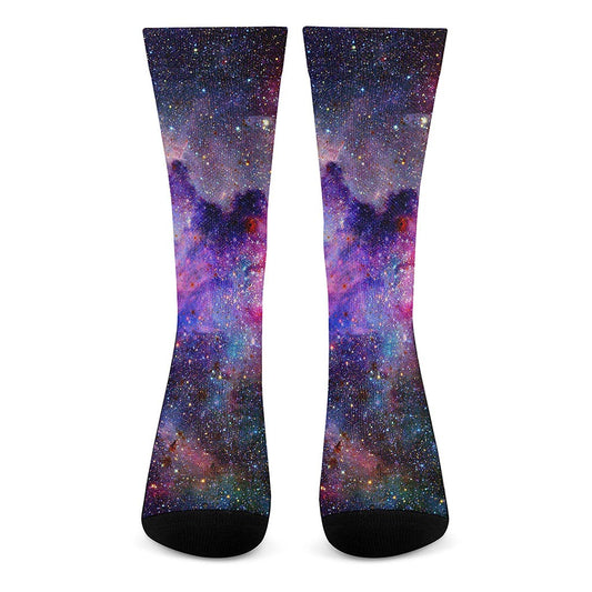 Colorful Nebula Galaxy Space Print Crew Socks