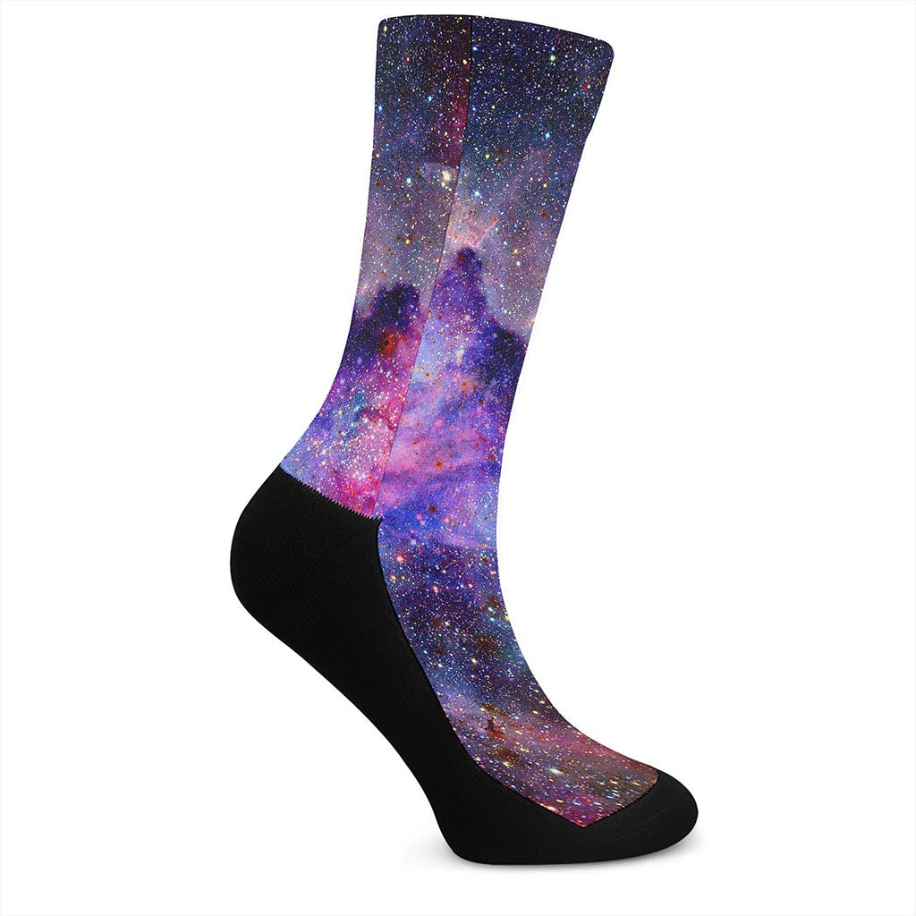 Colorful Nebula Galaxy Space Print Crew Socks