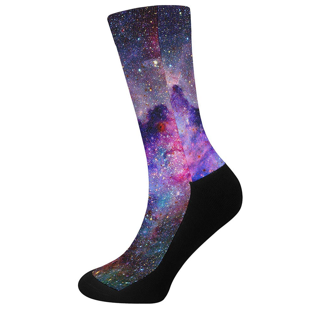 Colorful Nebula Galaxy Space Print Crew Socks