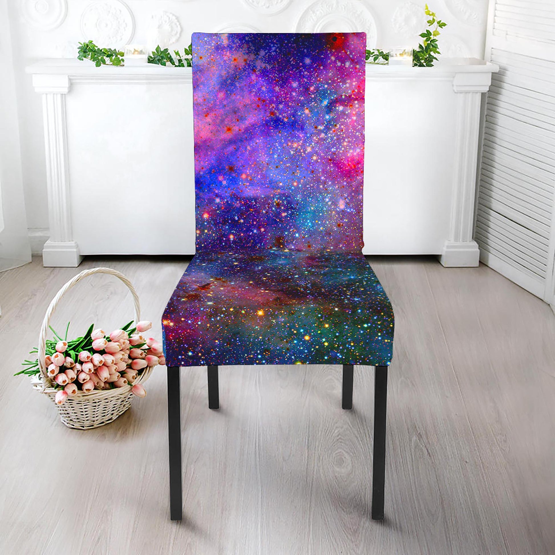 Colorful Nebula Galaxy Space Print Dining Chair Slipcover