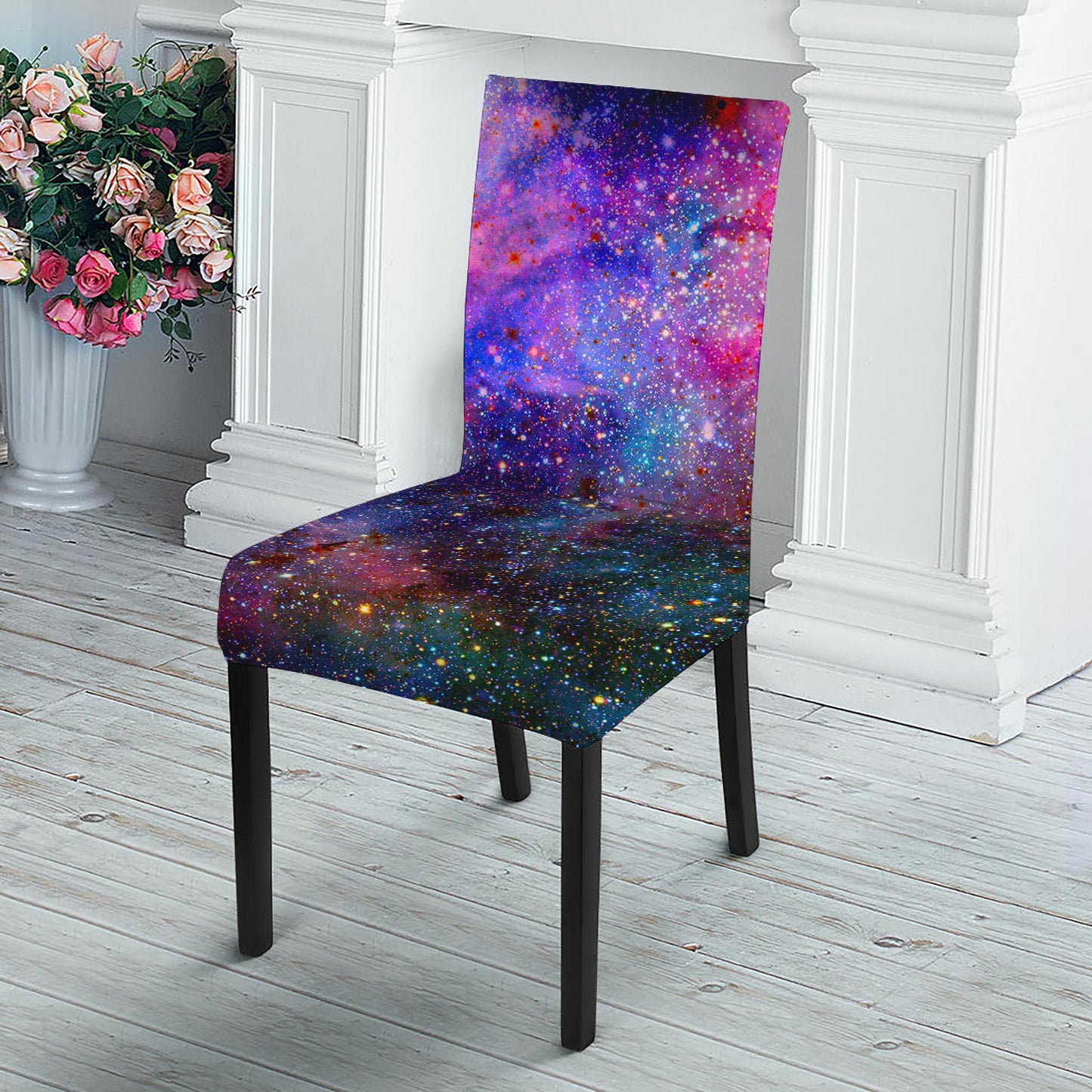 Colorful Nebula Galaxy Space Print Dining Chair Slipcover
