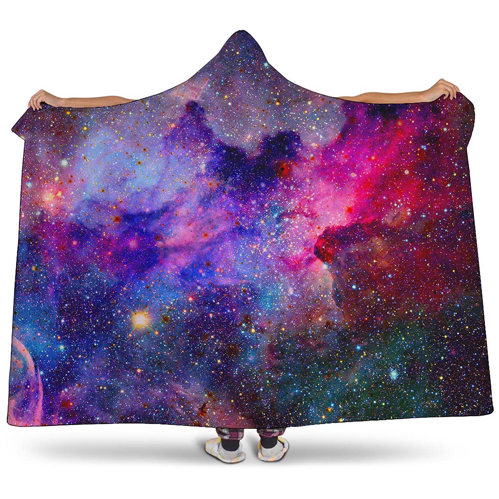 Colorful Nebula Galaxy Space Print Hooded Blanket