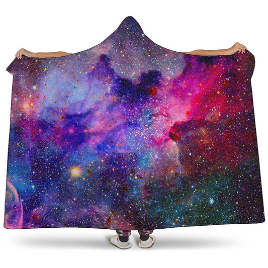 Colorful Nebula Galaxy Space Print Hooded Blanket